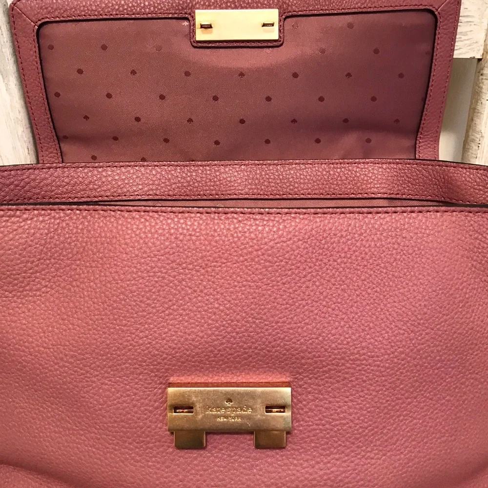 Kate Spade James Street Sparrow Satchel in Mauve Pebbled Leather